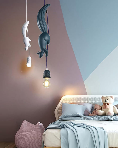 Acorn Squirrel Pendant Light - Blue